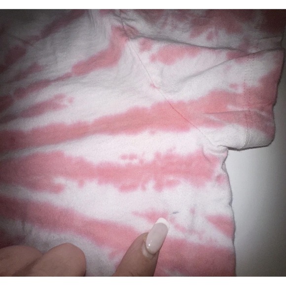 Vans Shirt Womens Large Pink White Tie Dye Skateboard Embroidered Crop Top Tee - Picture 10 of 11